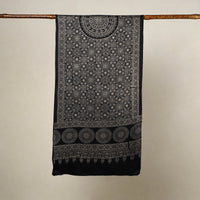 Black - Mashru Silk Printed Ajrakh Stole 22