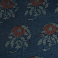 Blue - Pure Wool Handloom Akola Print Fabric 08