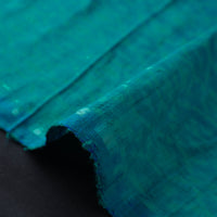 Green - Pochampally Ikat Weave Handloom Pure Raw Silk Fabric 02