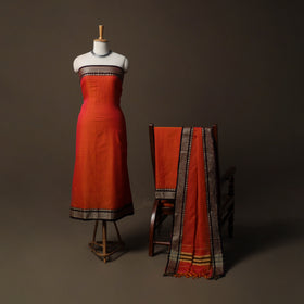 Dharwad Mercerised Cotton 3pc Unstitched Dress Material Suit Set with Woven Border 50
