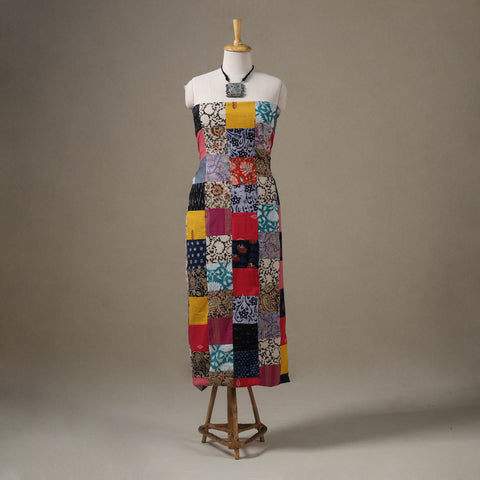 Multicolour Hand-Stitched Mosaic Cotton Kurta Material