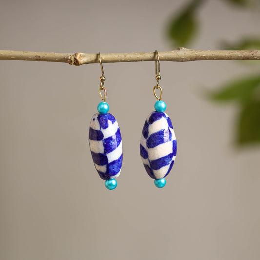 Handcrafted Blue Pottery Ceramic Earrings 18