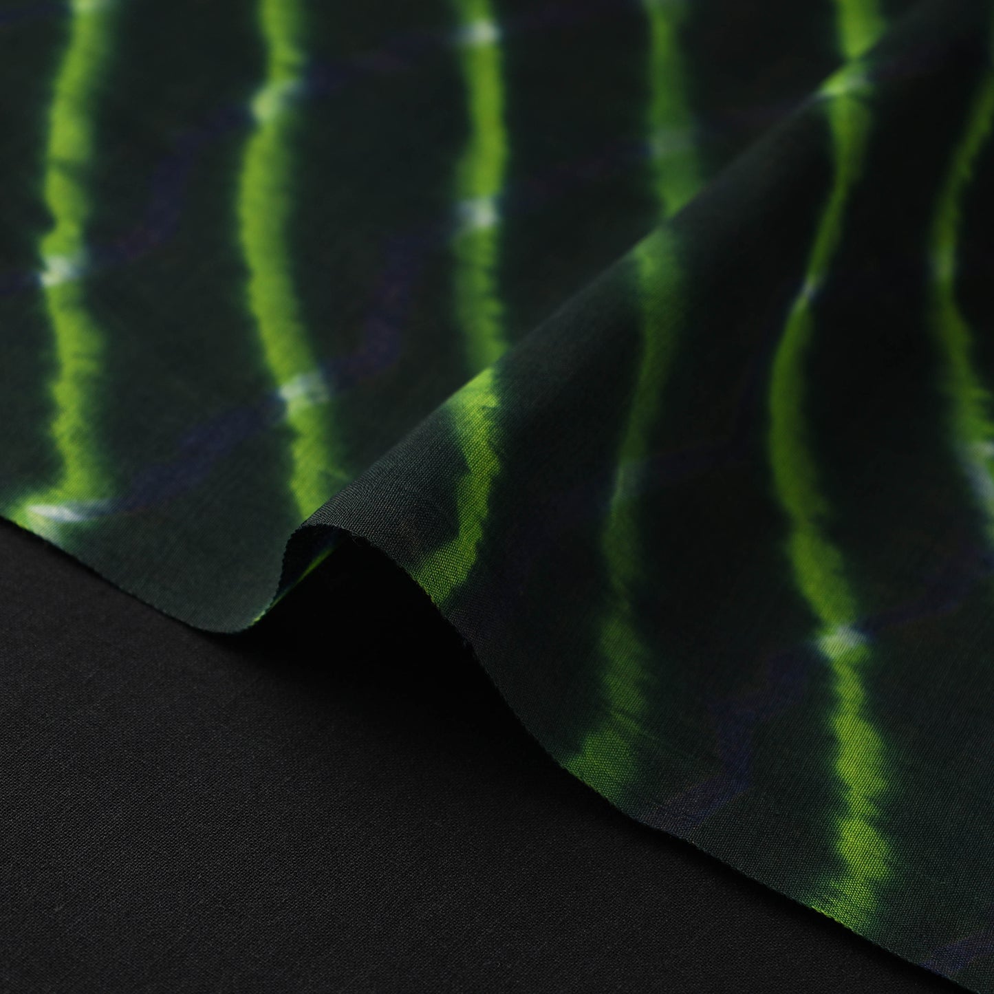 Black - Multicolour Leheriya Tie-Dye Chanderi Silk Fabric 15