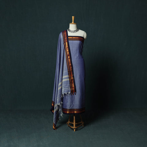 Dharwad Cotton 3pc Unstitched Dress Material Suit Set with Woven Zari Border 97