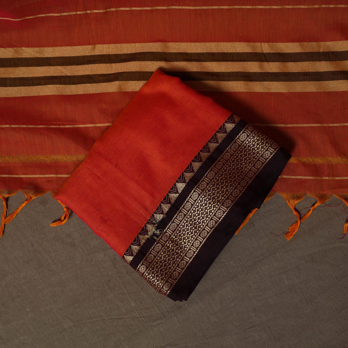 Dharwad Mercerised Cotton 3pc Unstitched Dress Material Suit Set with Woven Border 50