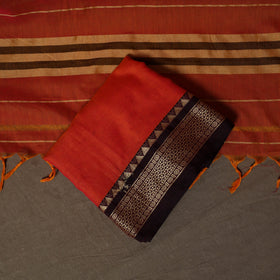 Dharwad Mercerised Cotton 3pc Unstitched Dress Material Suit Set with Woven Border 50