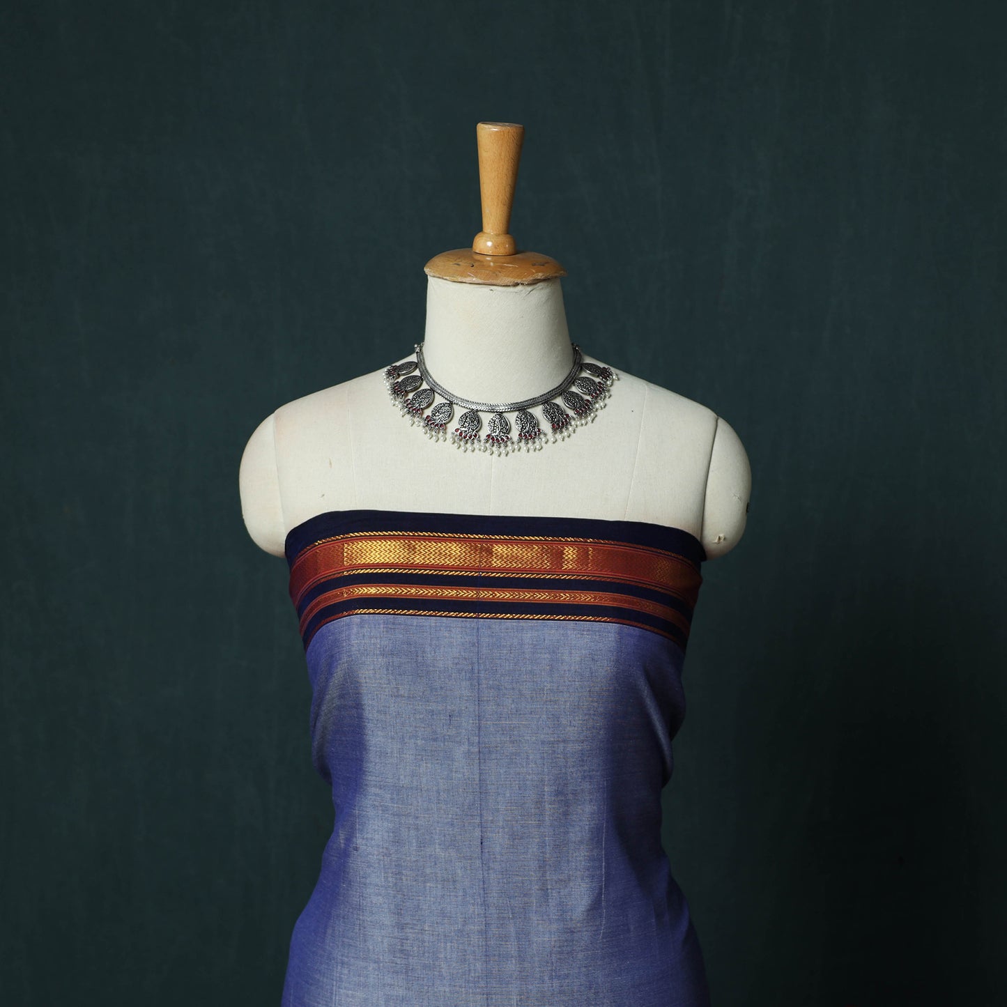 Dharwad Cotton 3pc Unstitched Dress Material Suit Set with Woven Zari Border 97