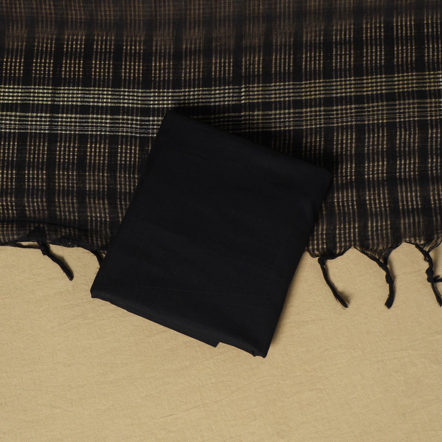 Green - 3pc karnataka weave cotton unstitched khun dress