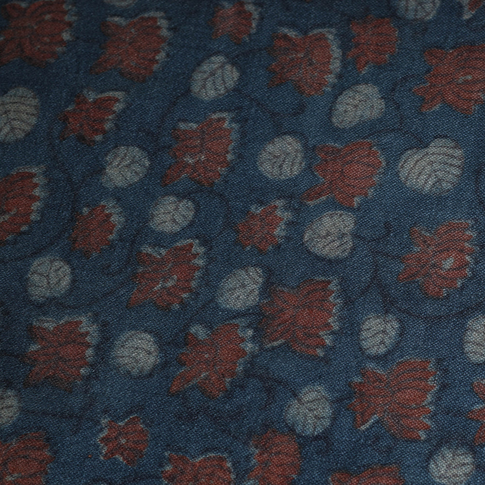 Blue - Pure Wool Handloom Akola Print Fabric 11