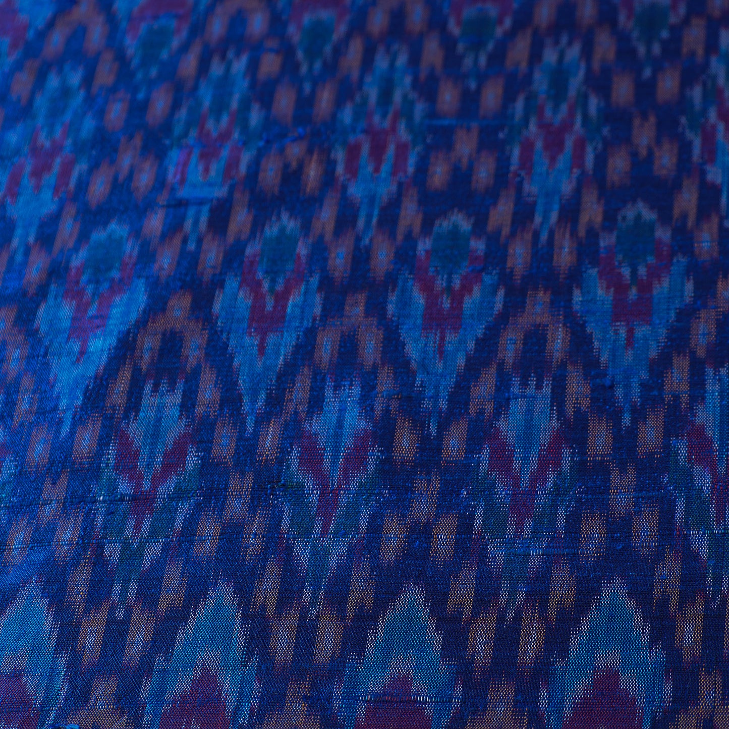 Blue - Pochampally Ikat Weave Handloom Pure Raw Silk Fabric 05