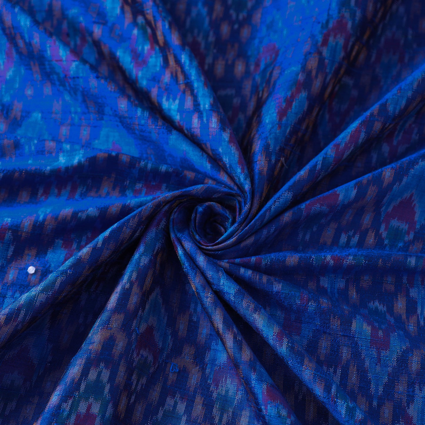 Blue - Pochampally Ikat Weave Handloom Pure Raw Silk Fabric 05