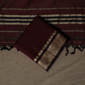Dharwad Mercerised Cotton 3pc Unstitched Dress Material Suit Set with Woven Border 52