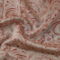 Beige - Pedana Block Printed Silk Kalamkari Fabric 05