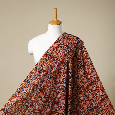 Red - natural dyed cotton pedana kalamkari fabric 16