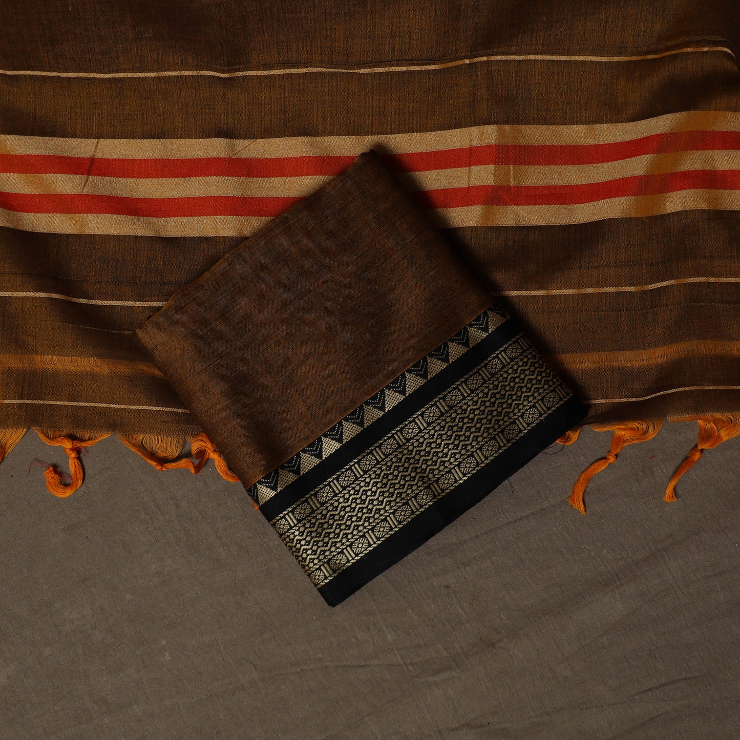 Dharwad Mercerised Cotton 3pc Unstitched Dress Material Suit Set with Woven Border 53