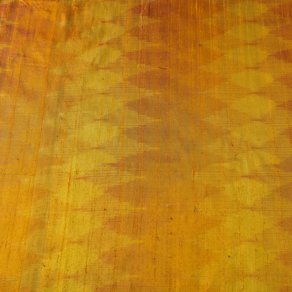 Yellow - Pochampally Ikat Weave Handloom Pure Raw Silk Fabric 06