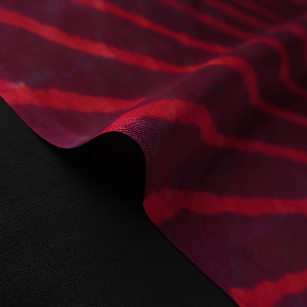 Maroon - Leheriya Tie-Dye Mothra Chanderi Silk Fabric 22