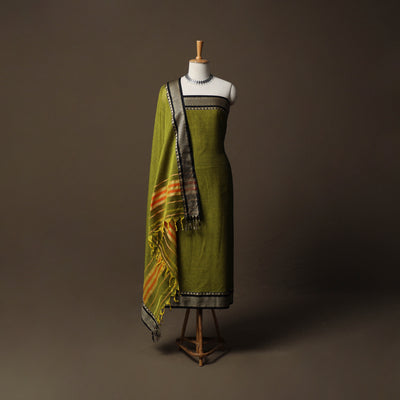 Dharwad Mercerised Cotton 3pc Unstitched Dress Material Suit Set with Woven Border 54