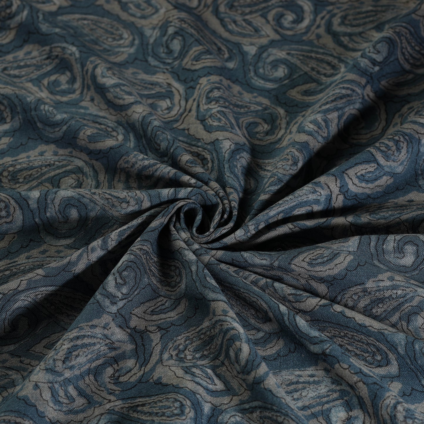 Blue - Pure Wool Handloom Akola Print Fabric 13