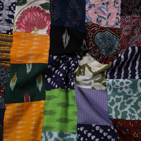 Multicolour Hand-Stitched Mosaic Cotton Kurta Material