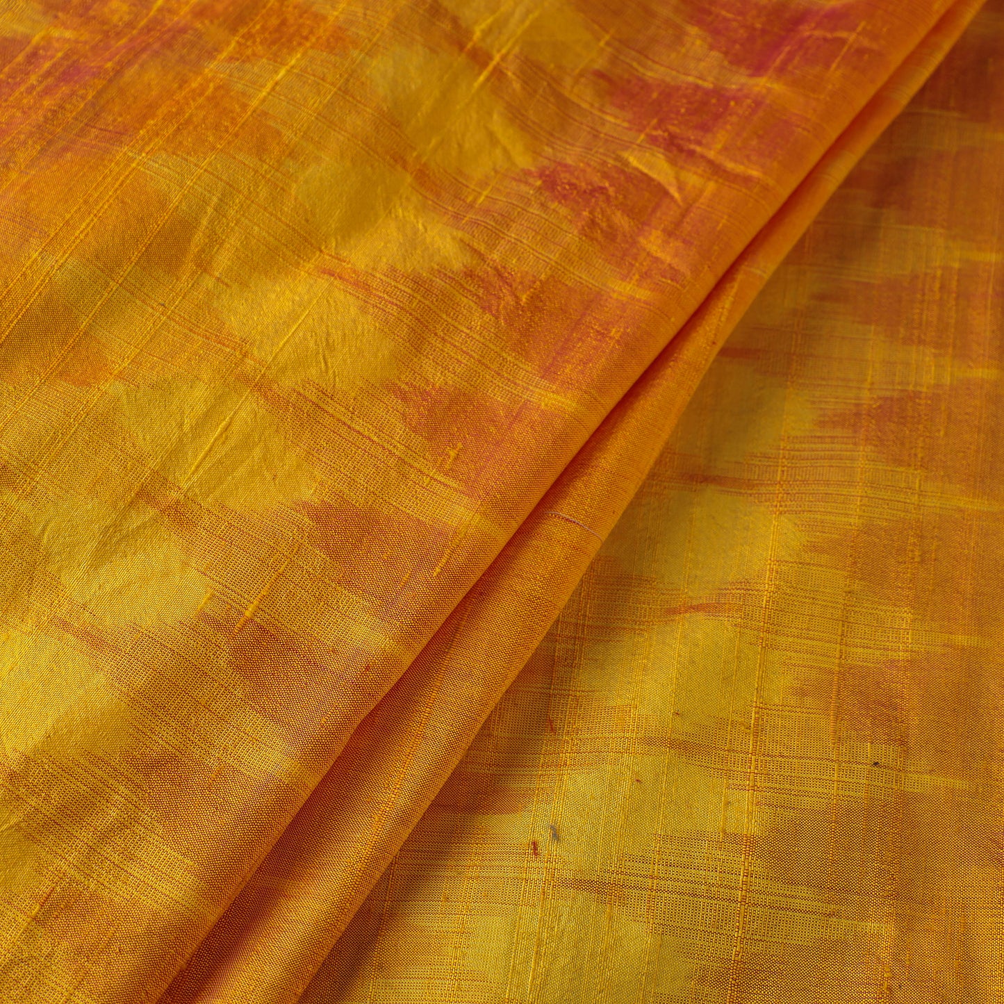 Yellow - Pochampally Ikat Weave Handloom Pure Raw Silk Fabric 06