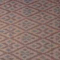 Brown - Pochampally Ikat Weave Handloom Pure Raw Silk Fabric 07