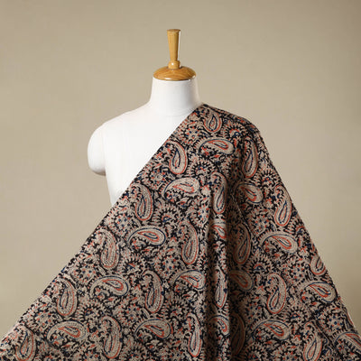 Black - natural dyed cotton pedana kalamkari fabric 20