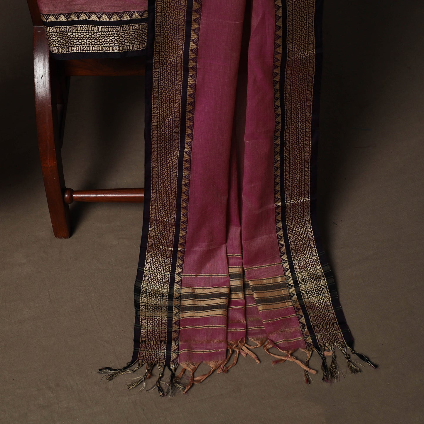 Dharwad Mercerised Cotton 3pc Unstitched Dress Material Suit Set with Woven Border 55