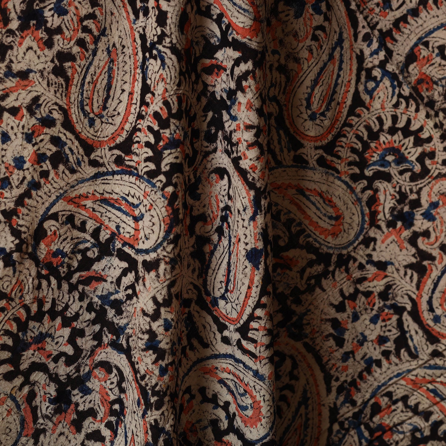 Black - natural dyed cotton pedana kalamkari fabric 20