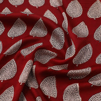 Red - Hand Block Modal Silk Bagh Print Fabric 02