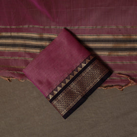 Dharwad Mercerised Cotton 3pc Unstitched Dress Material Suit Set with Woven Border 55