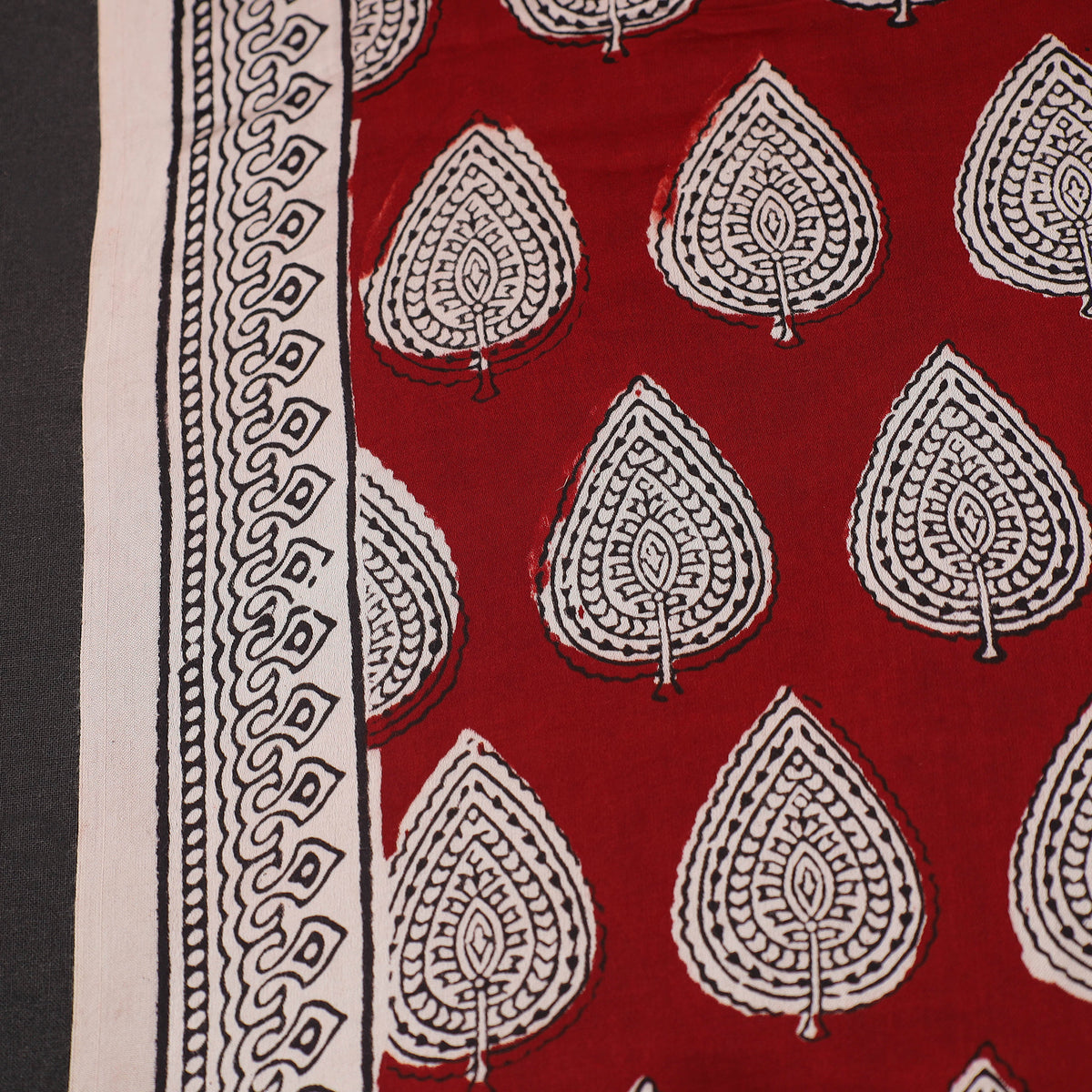 Red - Hand Block Modal Silk Bagh Print Fabric 02