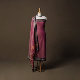 Dharwad Mercerised Cotton 3pc Unstitched Dress Material Suit Set with Woven Border 56