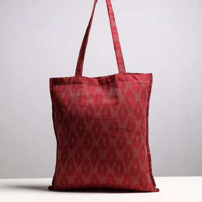 Red - Handcrafted Pochampally Ikat Weave Cotton Jhola Bag