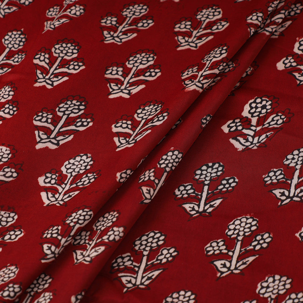 Red - Hand Block Modal Silk Bagh Print Fabric 04