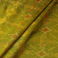 Green - Pochampally Ikat Weave Handloom Pure Raw Silk Fabric 08