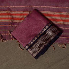 Dharwad Mercerised Cotton 3pc Unstitched Dress Material Suit Set with Woven Border 56