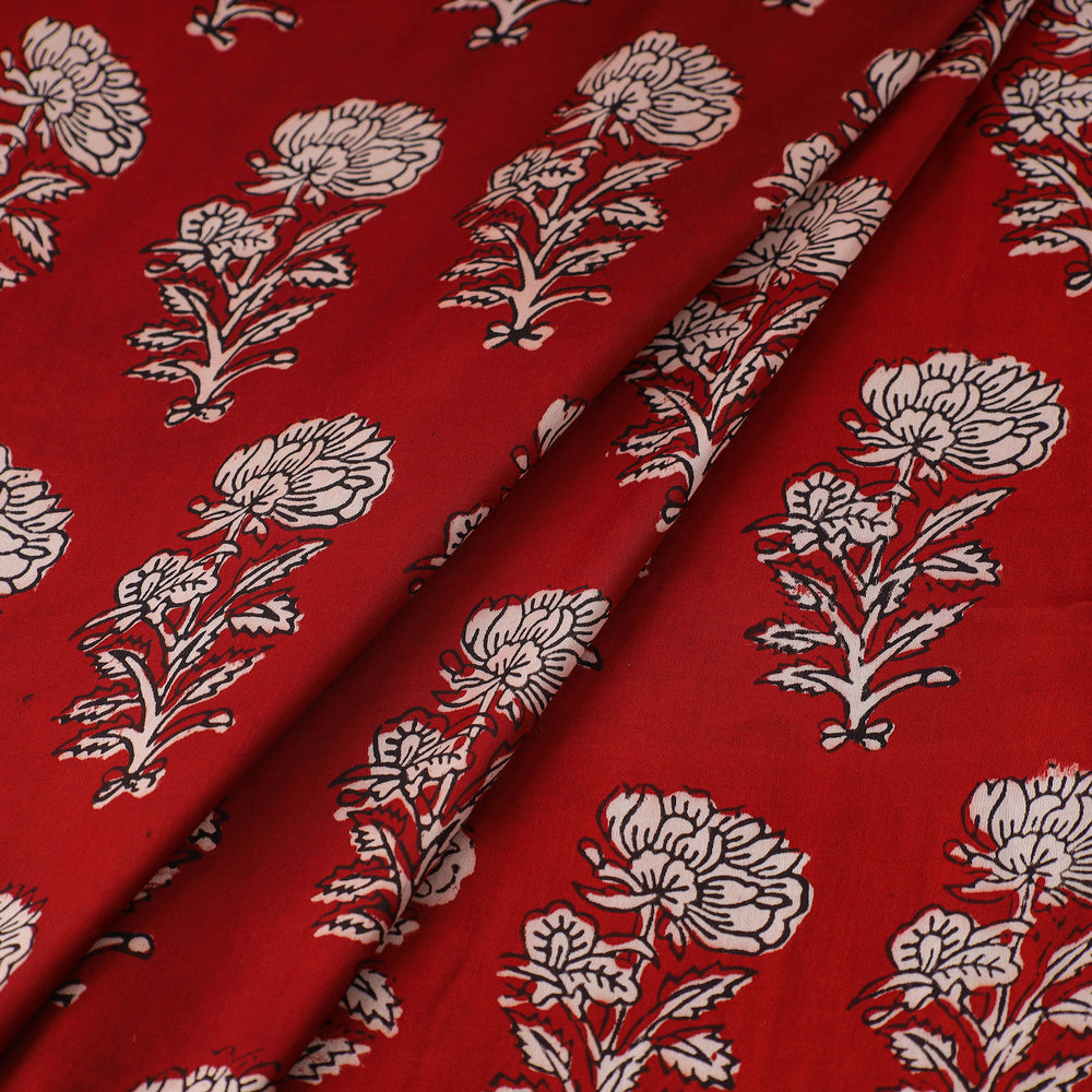 Red - Hand Block Modal Silk Bagh Print Fabric 05