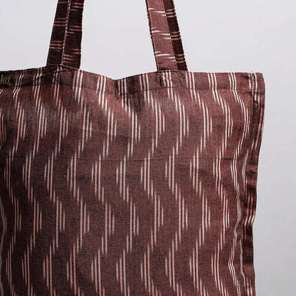 Brown - Handcrafted Pochampally Ikat Weave Cotton Jhola Bag