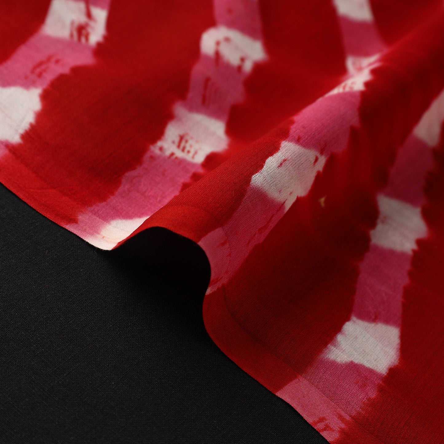 Red - Leheriya Tie-Dye Mothra Chanderi Silk Fabric 27