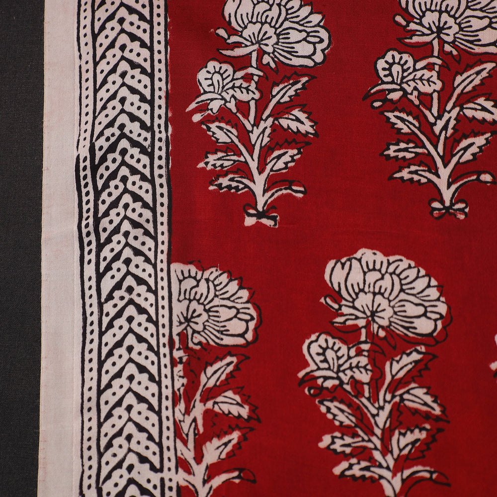 Red - Hand Block Modal Silk Bagh Print Fabric 05