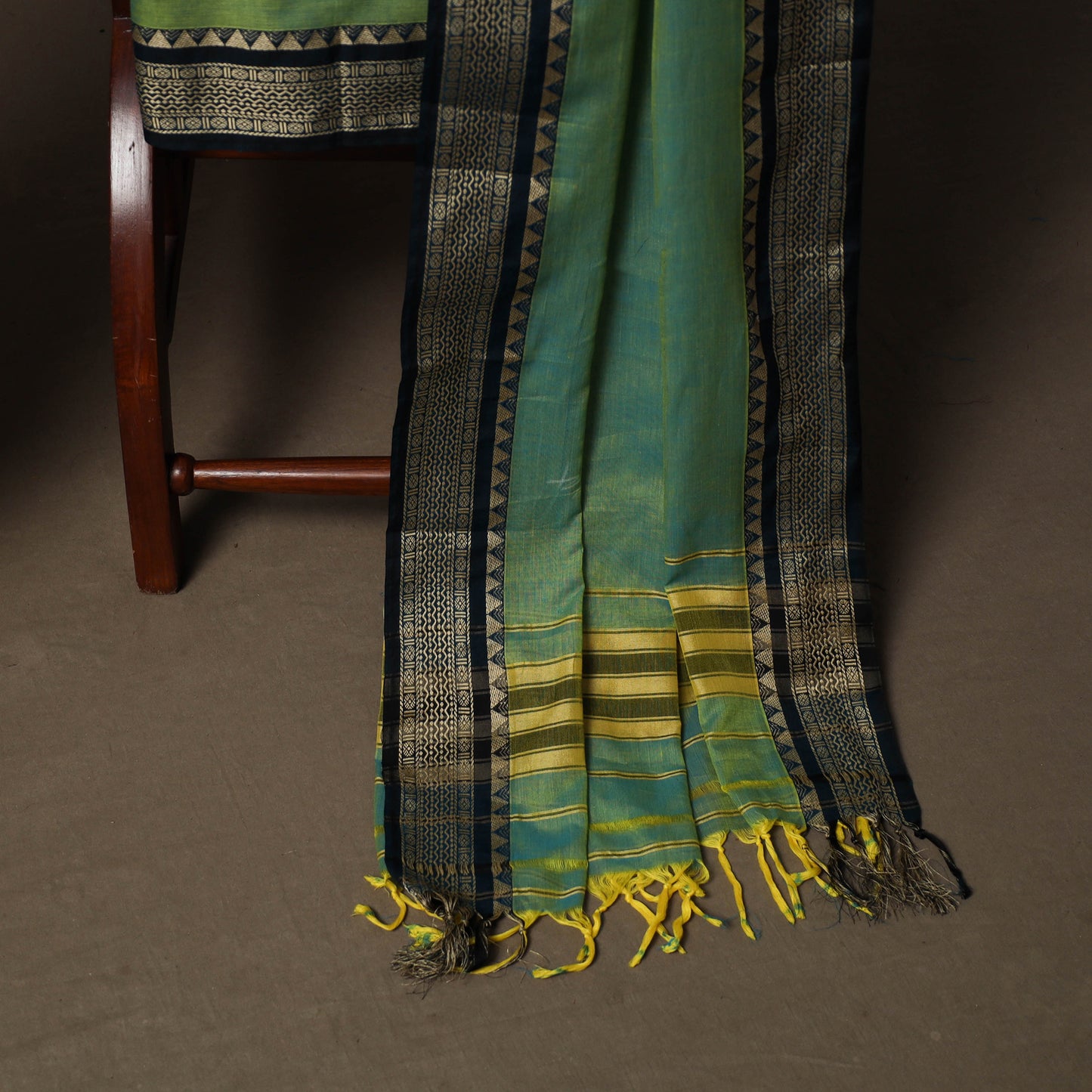Dharwad Mercerised Cotton 3pc Unstitched Dress Material Suit Set with Woven Border 57