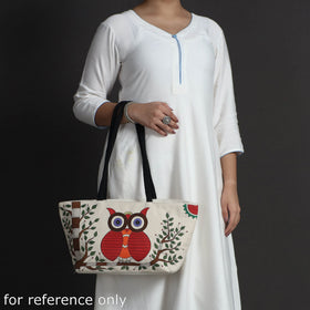  Off White Owl Canvas Cotton Handpainted Shoulder Bag