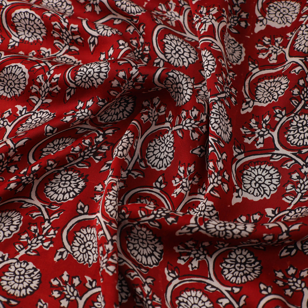 Red - Hand Block Modal Silk Bagh Print Fabric 06