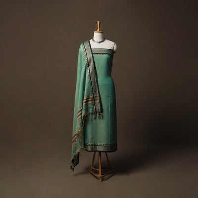 Dharwad Mercerised Cotton 3pc Unstitched Dress Material Suit Set with Woven Border 58