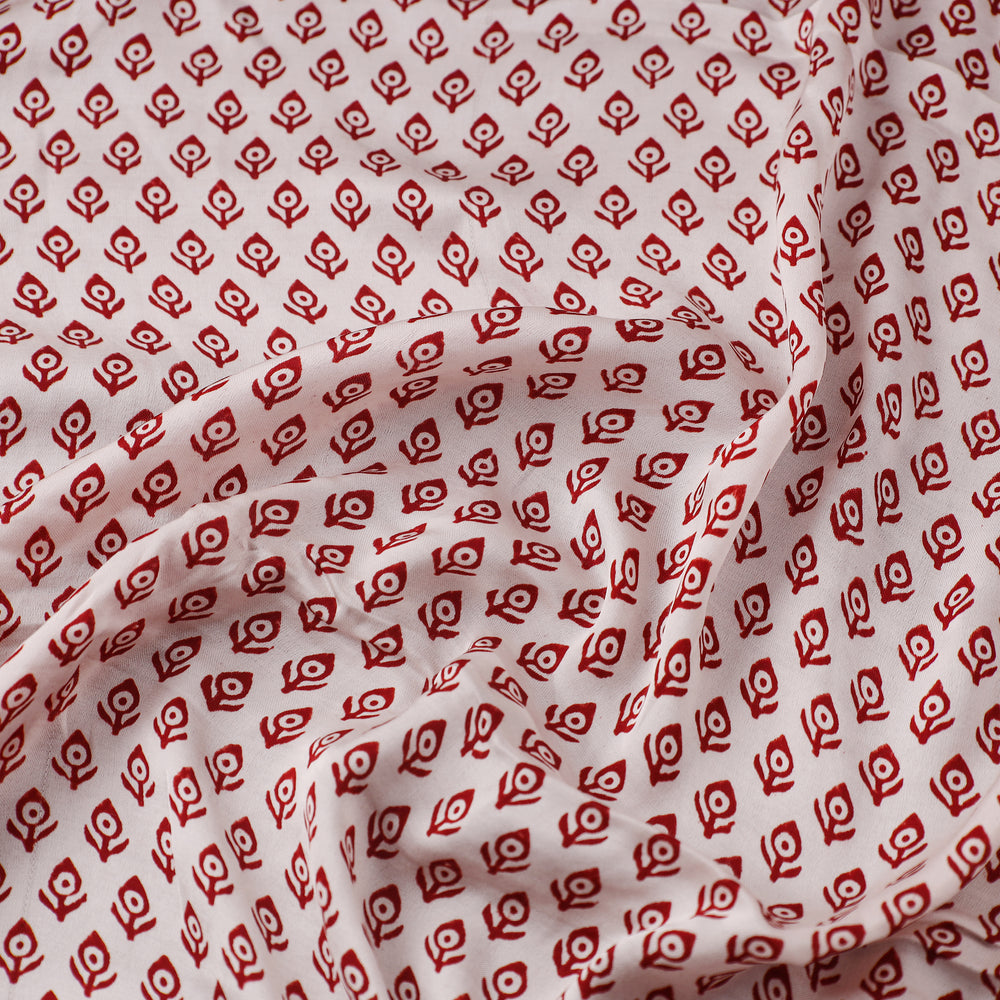 Red - Hand Block Modal Silk Bagh Print Fabric 07