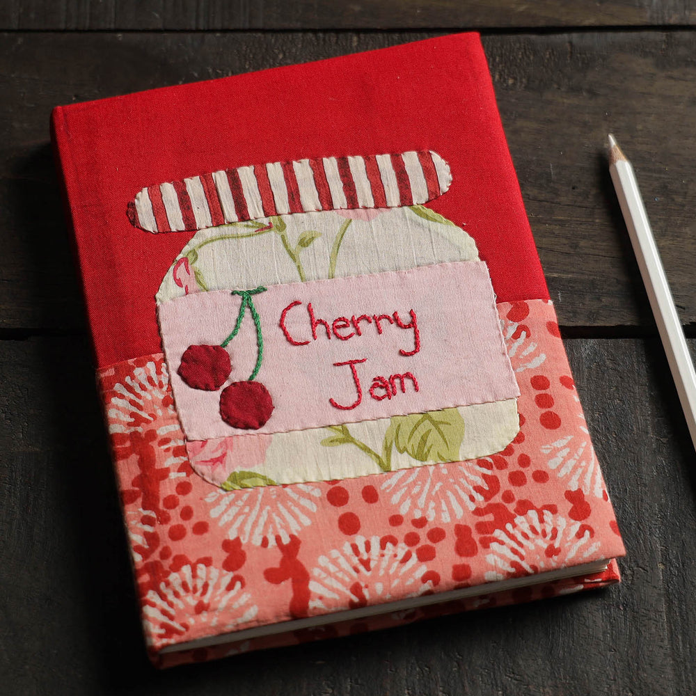 Red - Handmade Quilted Applique Work Notebook 04