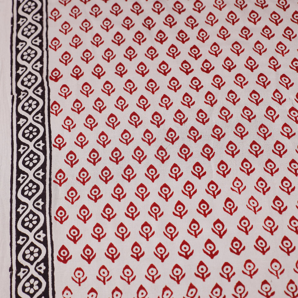 Red - Hand Block Modal Silk Bagh Print Fabric 07