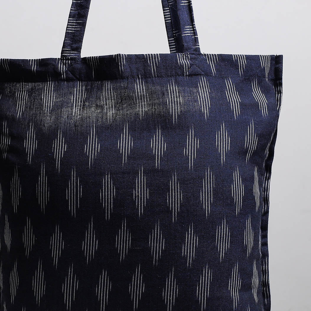 Blue - Handcrafted Pochampally Ikat Weave Cotton Jhola Bag