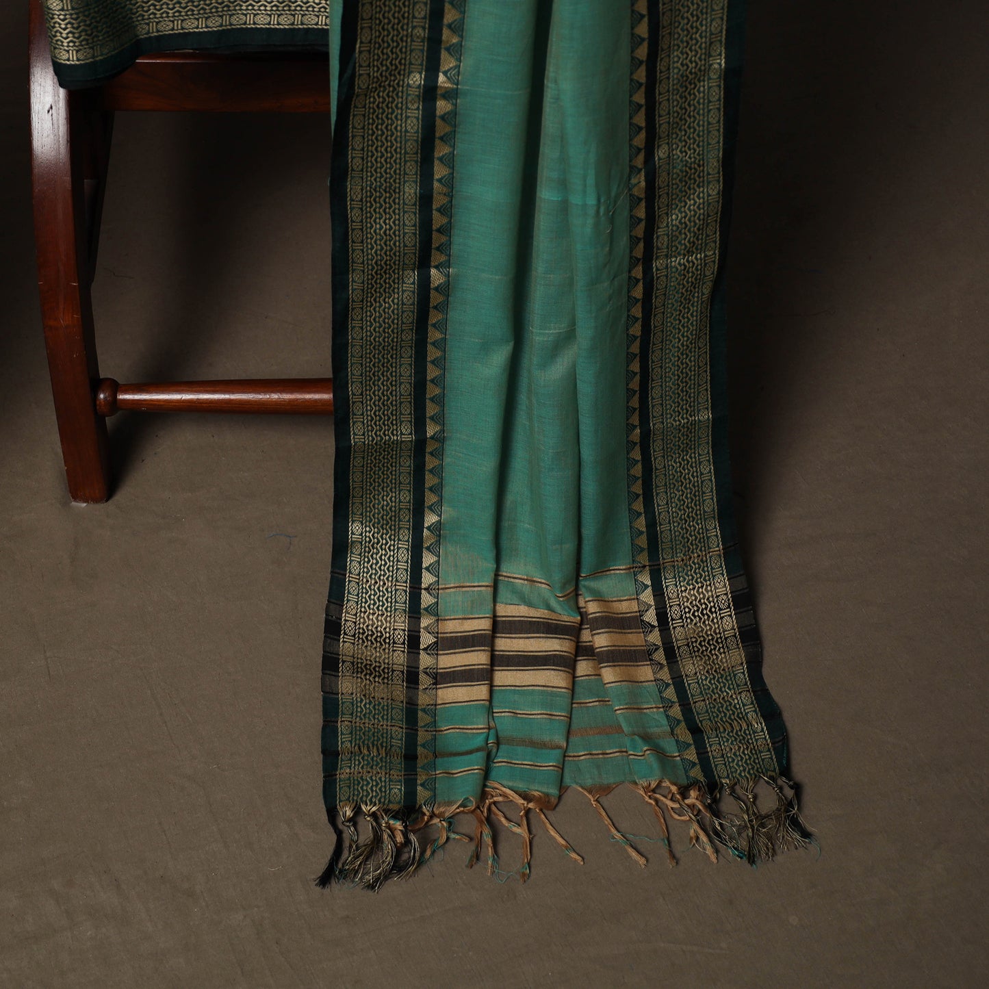 Dharwad Mercerised Cotton 3pc Unstitched Dress Material Suit Set with Woven Border 58